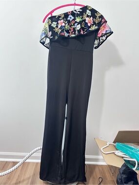 Floral One-Shoulder Black Jumpsuit Unbranded Size Small